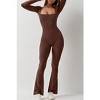 DOMETOUR Women Yoga Jumpsuits Square Neck Workout Long Sleeve Gym Yoga Sport Jumpsuits - 3 of 4
