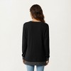 Anna-Kaci Women's Long Sleeve V-Neck Top with Contrast Crochet Trim and Relaxed Hem - 2 of 4