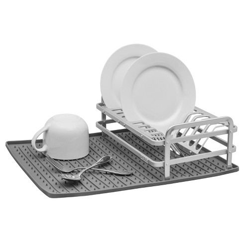 Ta Da Aluminum Compact Dish Rack With Silicone Dry Smart Mat - Dark Gray :  Target