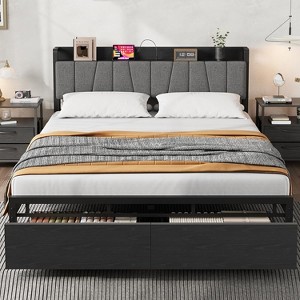 homfan Bed Frame with Upholstered Headboard and Storage, Drawers Platform Bed, Metal Slats Support, No Box Spring Needed - 1 of 4
