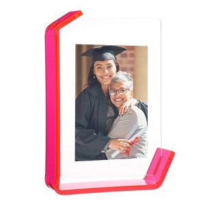 Unique Bargains Acrylic Wall Tabletop Display Floating Single Image Frame Stand - 1 of 4