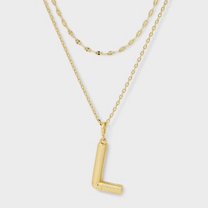 14K Gold Dipped Cubic Zirconia Duo Initial Multi-Strand Necklace - A New Day™ Gold - 1 of 4