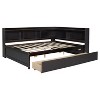 YOOCOZZ Full Size L-shaped Bookcases Bed with Power Outlets, USB Charging Ports and Two Drawers-Espresso - 2 of 4