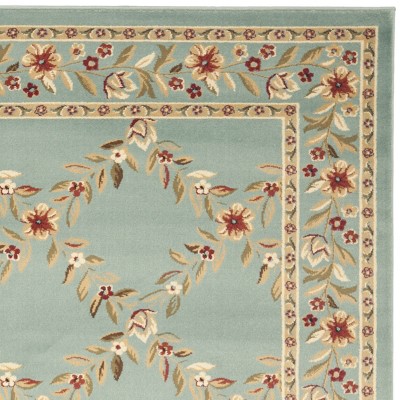 Classic Square Blue Trellis Hand-Knotted Easy Care Area Rug