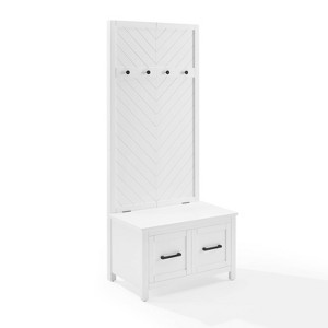 Kayce Hall Tree White - Crosley: Mudroom Storage Solution, Entryway Organizer with 4 Hooks, Veneer Finish - 1 of 4