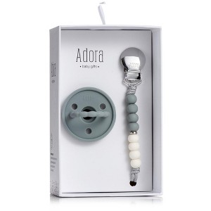 Baby Soother Silicone Pacifiers & Coordinating Mini Clip – Scalloped/Classic Design Infants Self-Soothing & Comforting Gift Set of 2 for Newborns - 1 of 4