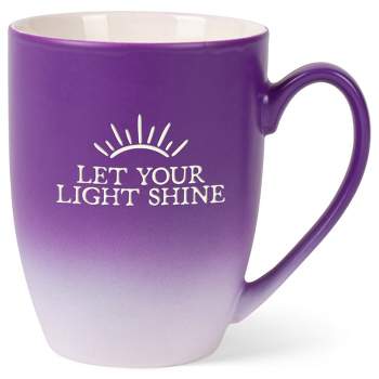 Elanze Designs Let Your Light Shine Two Toned Ombre Matte Purple and White 12 ounce Ceramic Stoneware Coffee Cup Mug
