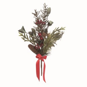Transpac Artificial 16 in. Multicolor Christmas Leaves and Berry Pick - 1 of 2