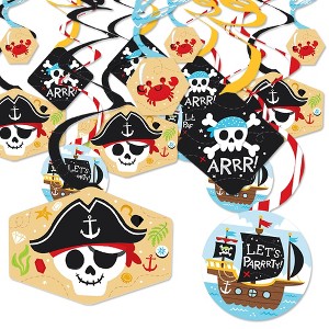 Big Dot of Happiness Pirate Ship Adventures - Skull Birthday Party Hanging Decor - Party Decoration Swirls - Set of 40 - 1 of 4