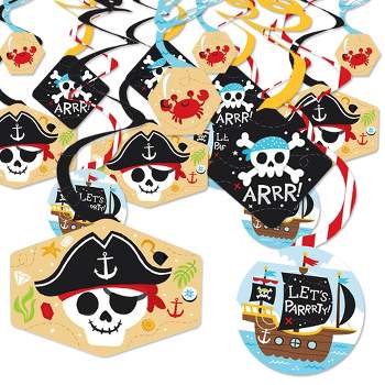 Big Dot of Happiness Pirate Ship Adventures - Skull Birthday Party Hanging Decor - Party Decoration Swirls - Set of 40