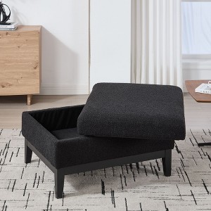 CAVINAS 33.86" Storage Ottoman Bench with Reversible Lid,Square Footrest with Rubberwood Legs,Storage Bench for Bedroom,Living Room - 1 of 4