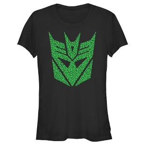Juniors Womens Transformers St. Patrick's Day Cloverfield Decepticon Logo T-Shirt - 1 of 4