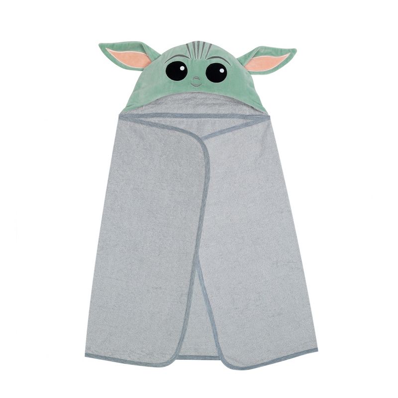 Lambs & Ivy Star Wars The Child/Baby Yoda/Grogu Gray Hooded Baby Bath Towel, 3 of 6