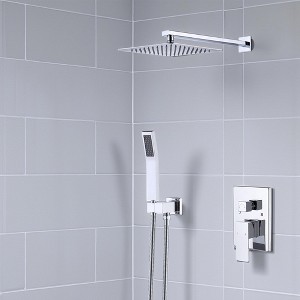 Shower System Shower Faucet Combo Set Wall Mounted with 10" Rainfall Shower Head and handheld shower faucet, Chrome Finish with Brass Valve Rough-In - 1 of 4