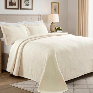 100% Cotton Bedspread Set Waves Matelasse Decorative Bedspread and Pillow Sham Set by Blue Nile Mills - 1 of 4
