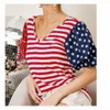 Women's American Flag Stars and Stripes Sequin Sleeve Top - BiBi M - 3 of 4