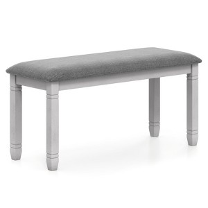 Tangkula Upholstered Bedroom Bench w/ Padded Seat & Solid Wood Legs for Dining Room - 1 of 4