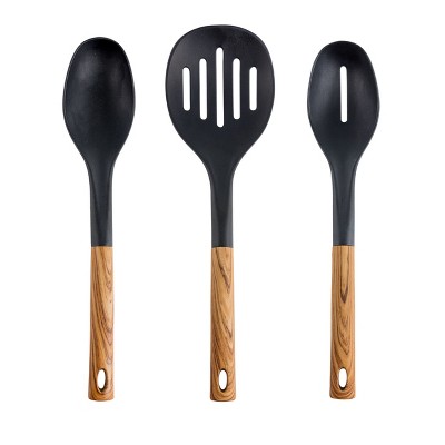 MegaChef Black Nylon 7-Piece Cooking Utensil Set with Wood Design