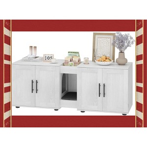 Double Cat Litter Box Enclosure with Litter Mat, Wooden Hidden Cat Washroom Furniture for 2 Cats, Storage Cabinet, 55" L x 17.7" W x 20.6" H - 1 of 4