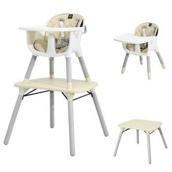 Infans 4 in 1 Baby High Chair Convertible Toddler Table Chair Set w/ PU Cushion