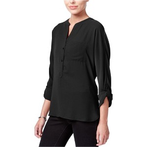 bar III Womens V-Neck Henley Blouse - 1 of 1