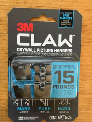3m Claw Drywall Picture Hanger 45 Lb With Temporary Spot Marker + 3 Hangers  And 3 Markers : Target
