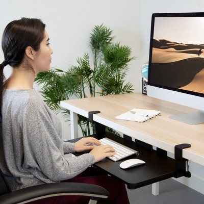 Adjustable Black Clamp-On Under Desk Keyboard Tray