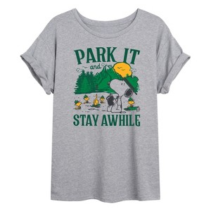 Women's - Peanuts - Park It And Stay Awhile Oversized Graphic T-Shirt - 1 of 4