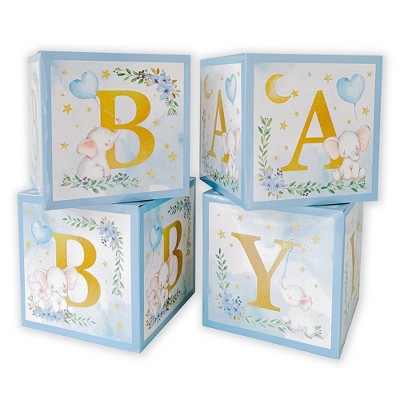 Kate Aspen 'Little Peanut" Elephant Baby Shower Block Box (Set of 4)