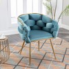 Modern Velvet Upholstered Accent Chairs with Gold Metal Legs, Turquoise Set of 2 Leisure Vanity Chairs for Bedroom - 4 of 4