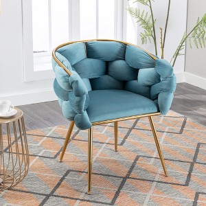 28.7'' Velvet Upholstered Modern Single Accent Chair with Gold Metal Legs, Multiple Color Options and Ergonomic Cotton Cushion - 1 of 4