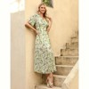 YesFashion Women's Summmer Dress Casual Boho Short Sleeve Long Dress Wrap V Neck Tunic Midi Sundress with Belt - 3 of 4