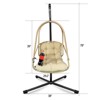 FATMOON Swing Egg Chair with Stand, Wicker Rattan Patio Folding Basket Chair with C Type Bracket , with Cushion and Pillow - 3 of 4