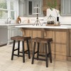 Costway 24" Bar Stool Set of 2 Counter Height Solid Wood Curved Saddle Seat Footrest - 4 of 4