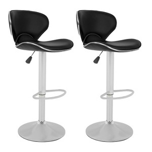 FDW Set of 2 Bar Stools Counter Height Adjustable Bar Chairs with 360-Degree Swivel Function & PU Leather Kitchen Counter Stools Dining Chairs - 1 of 4