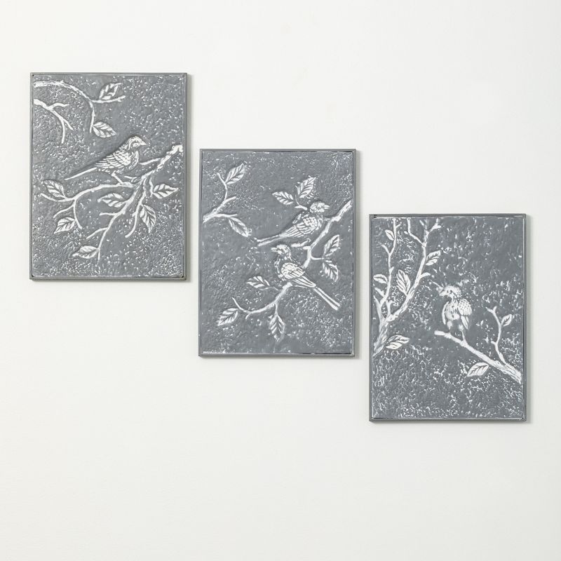 Sullivans Bird & Botanic Etched Panels Set of 3, 16.25"H Green, 1 of 4