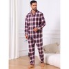 INSPIRE CHIC Men's Two Pieces Long Sleeve  Button Down Checked Plaid Pajamas Set - 2 of 4