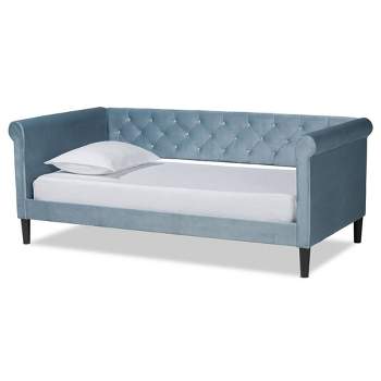 Cora Velvet Fabric Upholstered and Wood Daybed - Baxton Studio