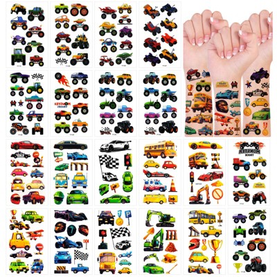 Wrapables Waterproof Temporary Tattoos for Children, 20 Sheets, Vehicles