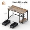 40 Inch Computer Desk with Drawers, Home Office Desk Writing Desk Work PC Table Study Desk with 2-Tier Drawers Storage Shelf Side Hook-The Pop Home - 3 of 4