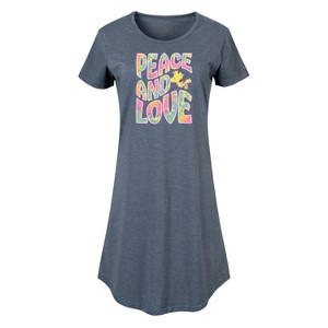 Women's - Peanuts - Peace & Love Woodstock Graphic T-shirt Dress - 1 of 4