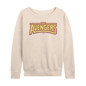 Women's - Marvel - Avengers Logo Tonal Lightweight French Terry Wide Neck Long Sleeve Graphic Shirt - 1 of 4