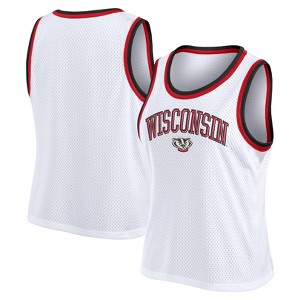 NCAA Wisconsin Badgers Women's White Mesh Tank Top - 1 of 3