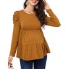 Maternity Shirts Women's Puff Long Sleeve Crew Neck Pleated Layering Flowy Ruffled Tops Summer Spring Casual Pregnancy Tops - 4 of 4