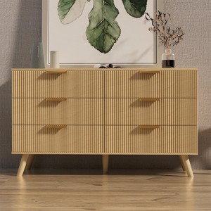 Buenhomino 6 Drawer Dresser for Bedroom, 47" Wide Modern Chest of Drawers with Fluted Design - 1 of 4