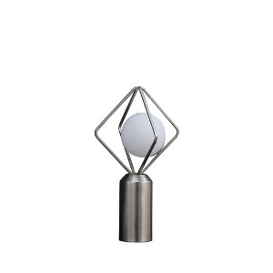 19.5" Ernst Modern Monoclinic Pendeloque Metal Table Lamp Silver - Ore International: Chic Bedside & Living Area Illumination - 1 of 4