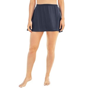 Swim 365 Women's Plus Size A-Line Swim Skirt With Built-In Tummy Control Brief - 1 of 4