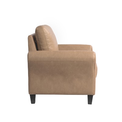 Brown Faux Leather Lawson Accent Chair with Tapered Legs