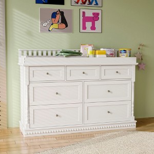 FUFU&GAGA White Nursery Changing Table with Multiple Drawers - Stylish and Functional for Baby Care - 1 of 4