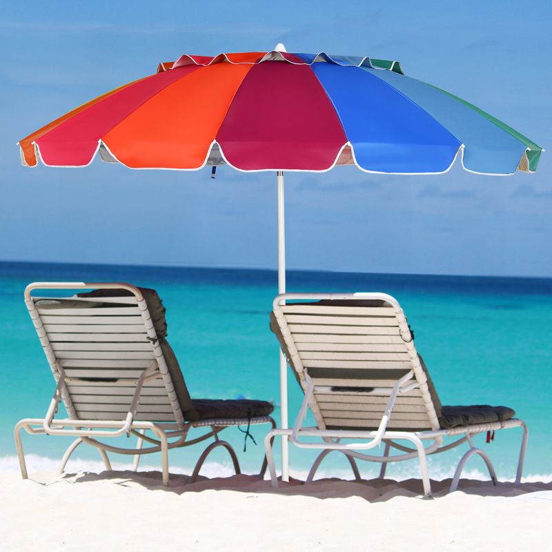 Tangkula 8 FT Patio Beach Umbrella Sun Shelter w/Sand Anchor & Tilt Air Vent for Garden Beach Backyard, 2 of 9